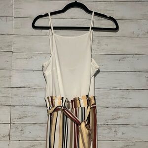 Justify White Top with Striped Jumpsuit